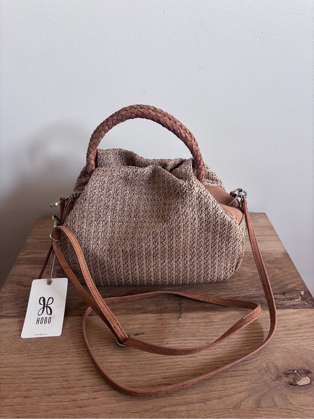 NWT HOBO Darling Small Satchel Crossbody Bag Purse - Meadow Woven Straw - Picture 4 of 14